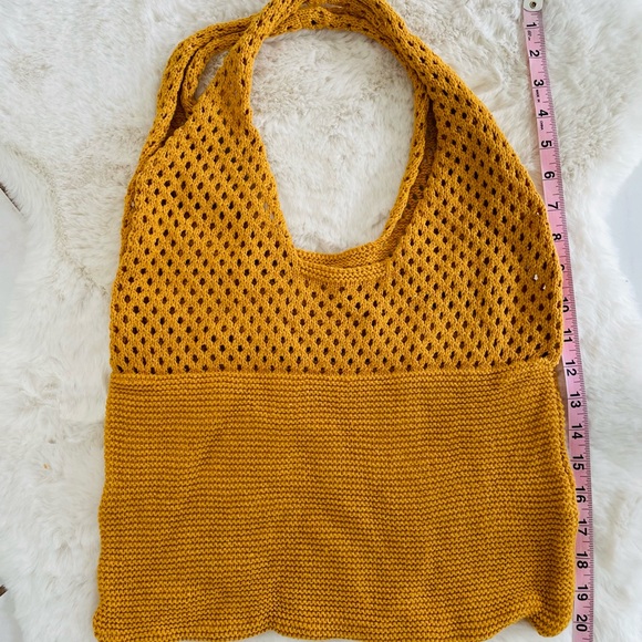 NWOT Mustard Yellow Somerset Knit Woven Tote Bag - Picture 7 of 9